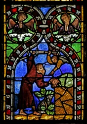 Vitrail représentant Abraham sur le point de sacrifier Isaac
